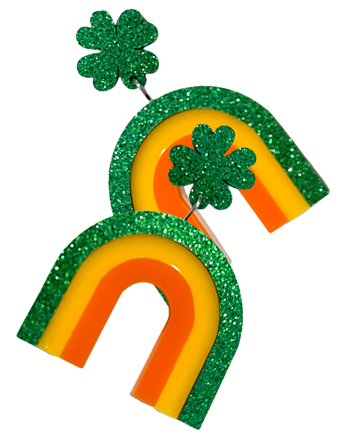 St. Patrick’s Day Four Leaf Clover Rainbow Drop Earrings - Marvelous On Main Street
