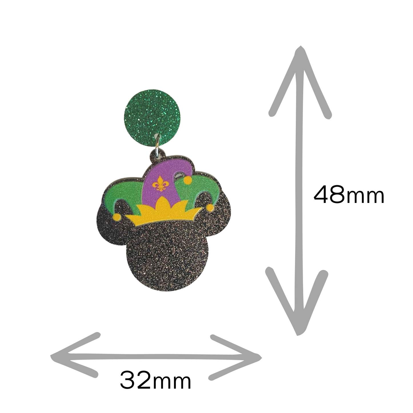 Mickey Dangle Mardi Gras Themed Earrings