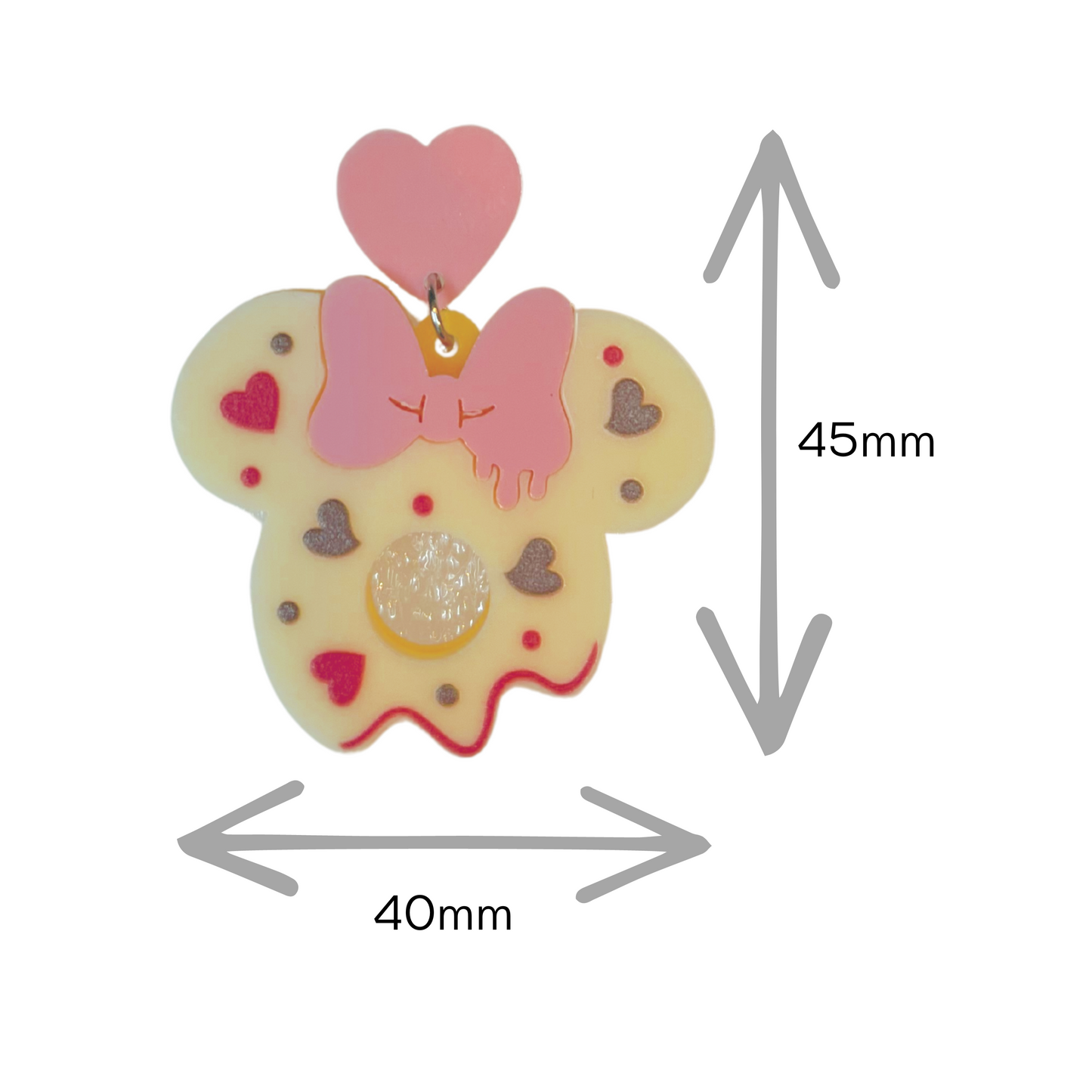 Minnie Mouse Shaped Heart Cookie Earrings