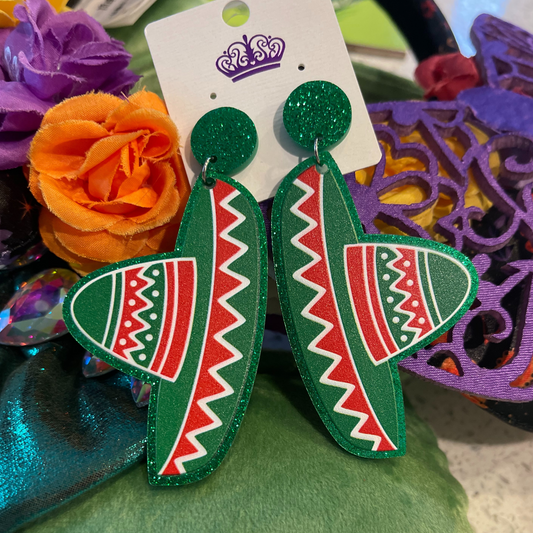 Sombrero Hat Dangle Drop Earrings