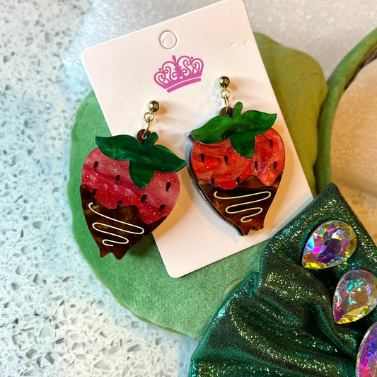 Chocolate Dipped Strawberry Earrings