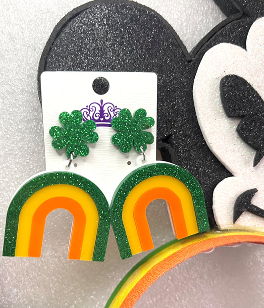 St. Patrick’s Day Four Leaf Clover Rainbow Drop Earrings - Marvelous On Main Street