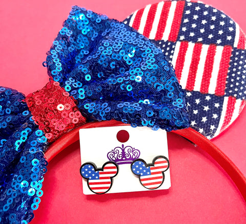 Mickey Inspired Patriotic Earrings - Marvelous On Main Street