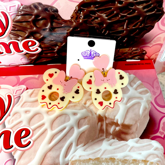 Minnie Mouse Shaped Heart Cookie Earrings